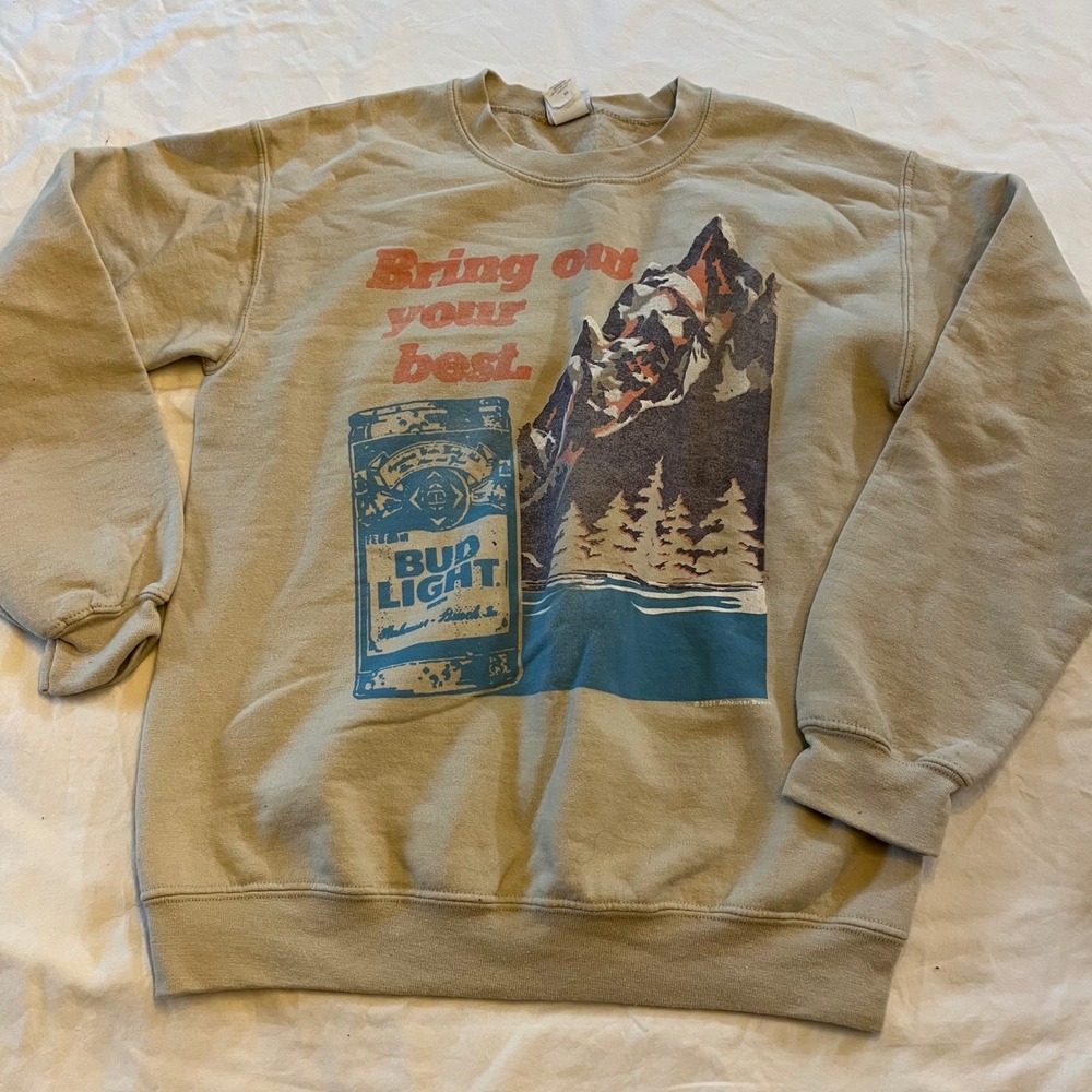 Junk Food Clothing Bud Light Bring Out Your Best Mountain Graphic Sweatshirt XS